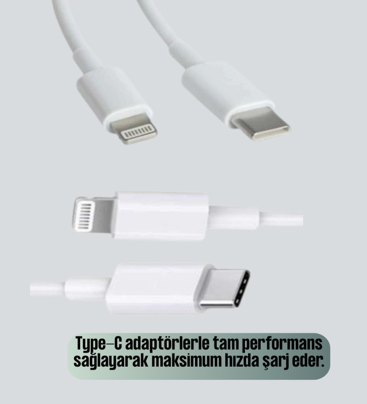 30W Type-C Lightning Hızlı Şarj Kablosu 1.2m iPhone Uyumlu - Lisinya