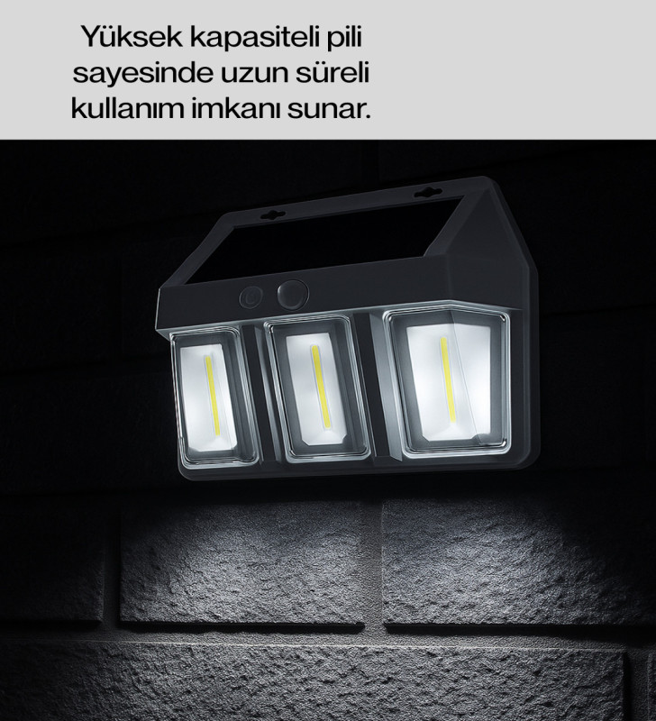 Güneş Enerjili Bahçe ve Duvar Aydınlatma – BK-618-3 LED Lamba - Lisinya