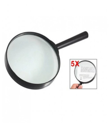 -Plastik Siyah Yuvarlak Kolu 100mm Dia Büyüteç 5x Büyüteç ( Lisinya )