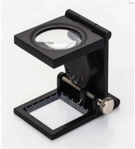 -28x28 Mm Katlanır Sayaçlı Metal Lüp, 2 LED Işıklı Büyüteç Tekstil Th9005A ( Lisinya )