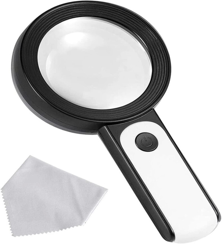 -30X -12Işıklı Büyüteç Taşınabilir Çıft Katmanlı Optik Cam Okuma Büyüteç 2290-18 ( Lisinya )