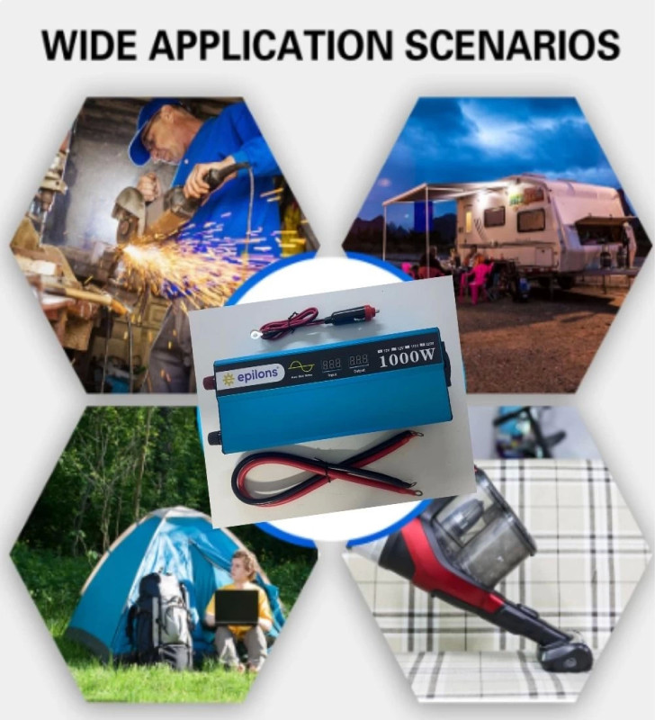 12v 1000w Tam Sinus İnverter (220v Çevirici) - Taşınabilir Güç Kaynağı