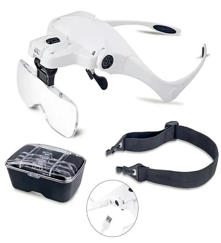 -Şarjlı gözlük büyüteç çalışma büyüteci 5 lensli 9892b2c ( Lisinya )