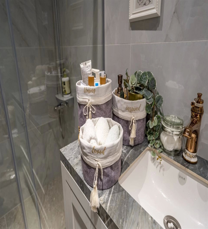 Yuvarlak Katlanabilir Çok Amaçlı Saklama Organizer Kutu Keçe Sepet (mini) - 03402