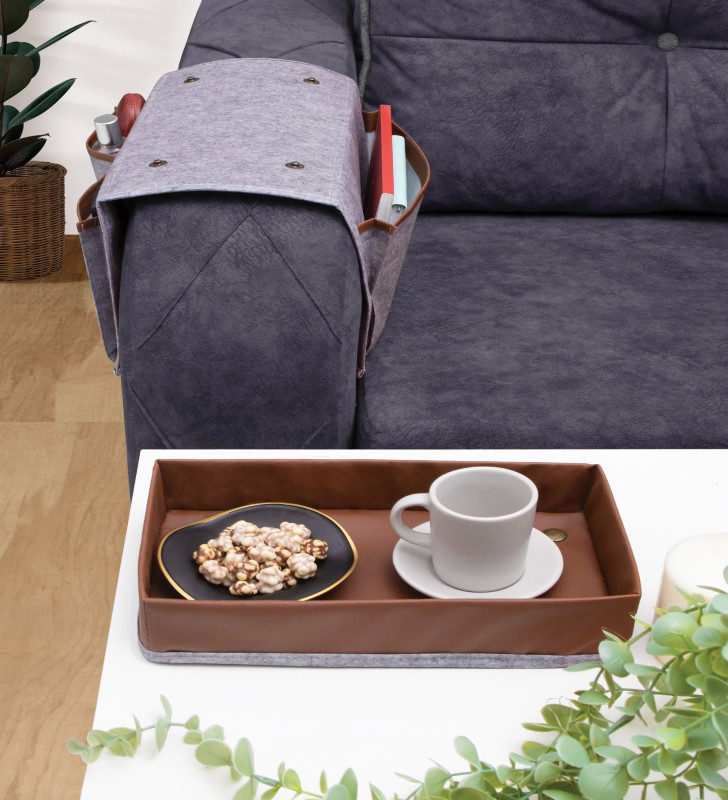 Çok Amaçlı Deri Şeritli Cepli Koltuk Kenarı Düzenleyici 03938