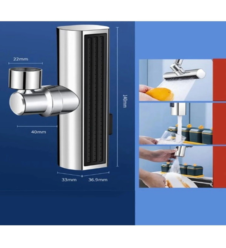 Krom Tasarruflu Şelale Musluk Başlığı 4 Modlu, Ayarlanabilir, Su Tasarrufu Sağlayan Pratik Başlık ( Lisinya )