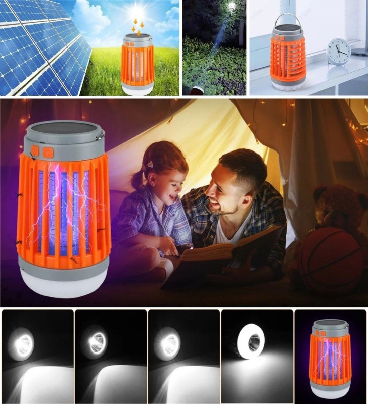 Askılı Solar Enerji İle Şarj Olabilen Sinek Öldürücü Kamp Feneri Işıldak ( Lisinya )