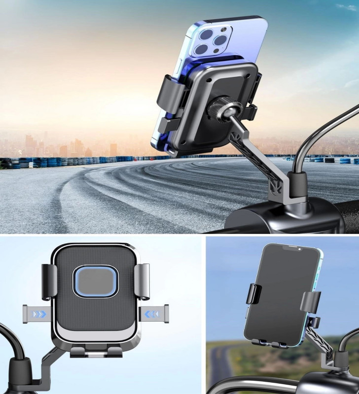 Motor,motosiklet,bisiklet ,scooter İçin 360 Derece Dönebilen Dikiz Aynası Versiyonu Telefon Tutucu Aparat ( Lisinya )