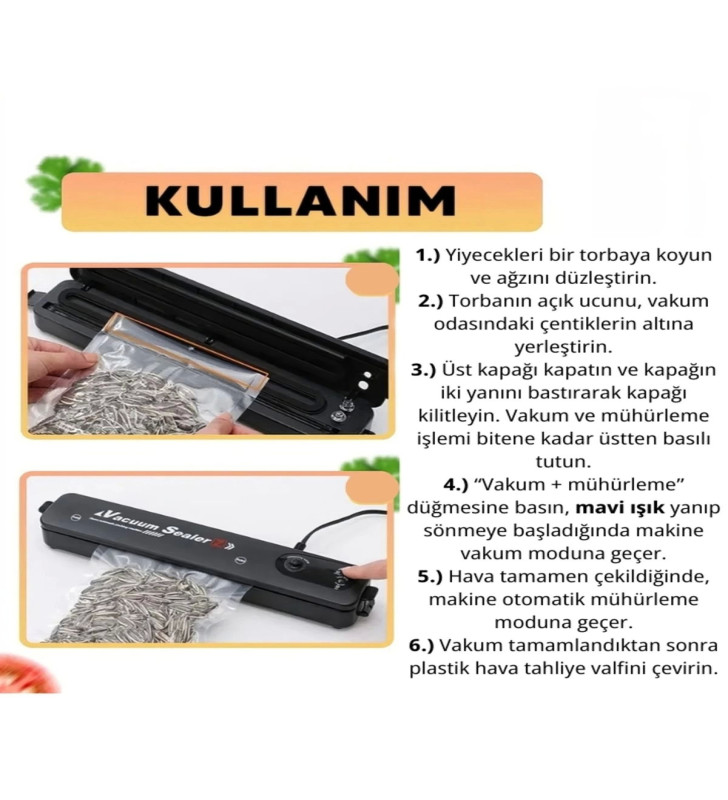 Gıda Vakum Ve Mühürleme Makinesi- Yiyecek Tazeliği Koruma Ev Ve Restoran İçin ( Lisinya )