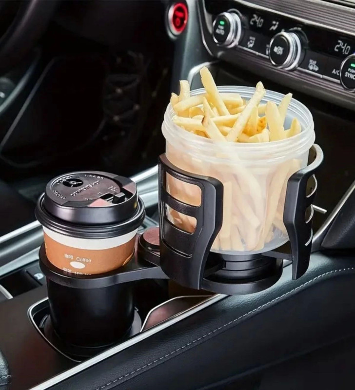 Araç İçi 360 Derece Dönen 2'li Bardaklıklı Açılarak Ayarlanabilir Bardak Tutucu Aparat ( Lisinya )