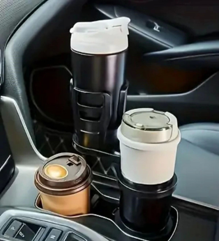Araç İçi 360 Derece Dönen 2'li Bardaklıklı Açılarak Ayarlanabilir Bardak Tutucu Aparat ( Lisinya )