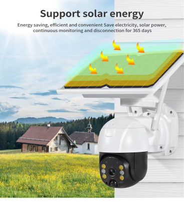 Kablosuz Uygulamalı Gece Görüşlü Solar Güneş Enerjili Kamera Akıllı Dış Mekan Güvenlik Kamerası ( Lisinya )