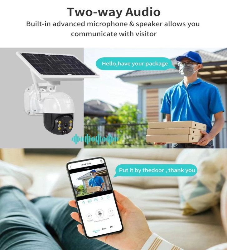 Kablosuz Uygulamalı Gece Görüşlü Solar Güneş Enerjili Kamera Akıllı Dış Mekan Güvenlik Kamerası ( Lisinya )