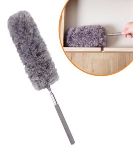 140 Cm Teleskopik Uzatılabilir Mikrofiber Yumuşak Başlıklı Gri Toz Alma Fırçası Toz Püskülü ( Lisinya )
