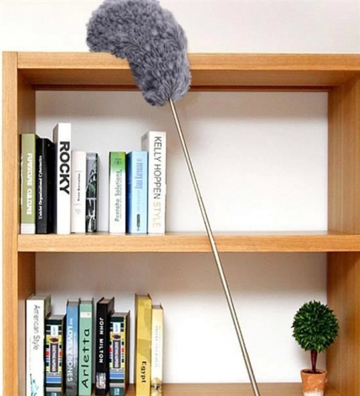 140 Cm Teleskopik Uzatılabilir Mikrofiber Yumuşak Başlıklı Gri Toz Alma Fırçası Toz Püskülü ( Lisinya )