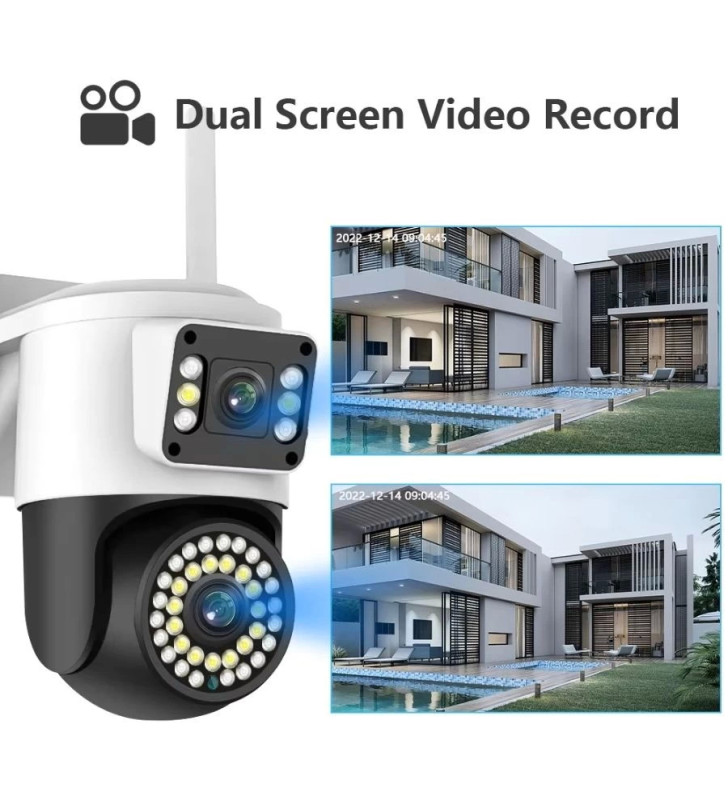 4MP Yoosee Çift Lens IP Kamera - WIFI Açık Otomatik İzleme, Su Geçirmez Kablosuz Güvenlik Ev Kamerası, Renkli Gece Görüş ( Lisin
