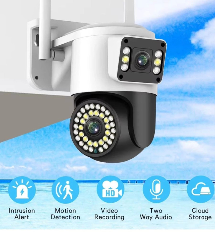 4MP Yoosee Çift Lens IP Kamera - WIFI Açık Otomatik İzleme, Su Geçirmez Kablosuz Güvenlik Ev Kamerası, Renkli Gece Görüş ( Lisin