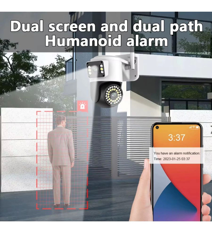 4MP Yoosee Çift Lens IP Kamera - WIFI Açık Otomatik İzleme, Su Geçirmez Kablosuz Güvenlik Ev Kamerası, Renkli Gece Görüş ( Lisin