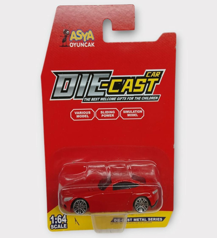 Metal Mini Arabalar 8 cm - Kırmızı - 1 (Lisinya)