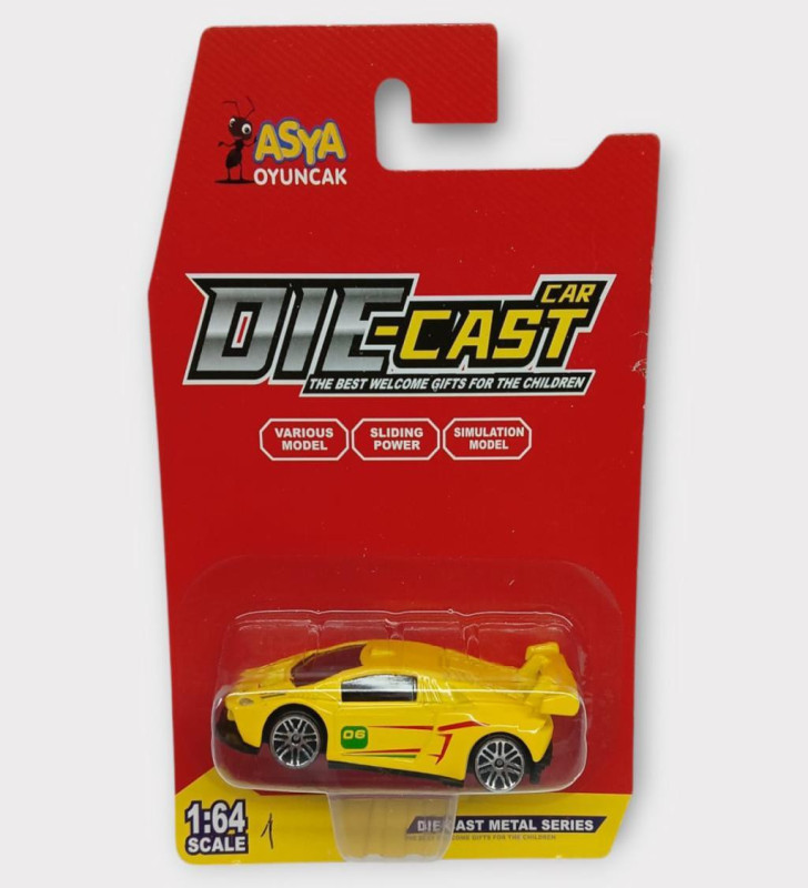 Metal Mini Arabalar 8 cm - Sarı - 1 (Lisinya)