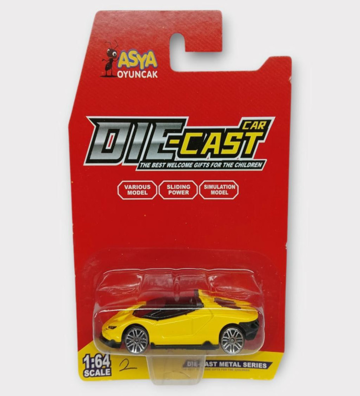 Metal Mini Arabalar 8 cm - Sarı - 2 (Lisinya)