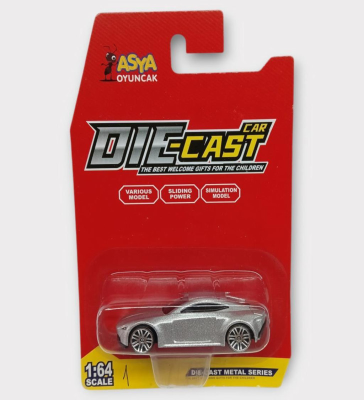 Metal Mini Arabalar 8 cm - Gri - 1 (Lisinya)