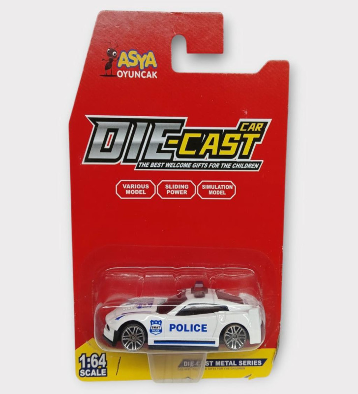 Metal Mini Polis Arabası 8 cm - Polis - 1 (Lisinya)