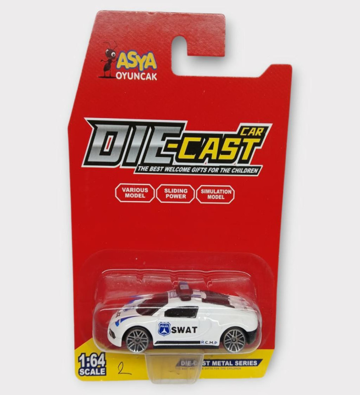 Metal Mini Polis Arabası 8 cm - Polis - 2 (Lisinya)