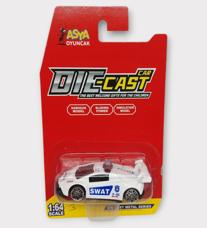 Metal Mini Polis Arabası 8 cm - Polis - 3 (Lisinya)