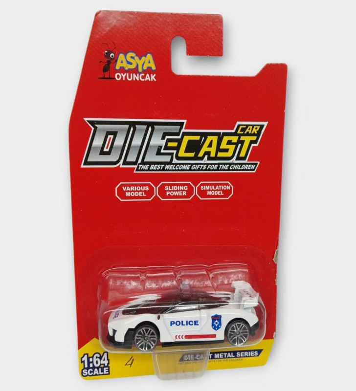 Metal Mini Polis Arabası 8 cm - Polis - 4 (Lisinya)