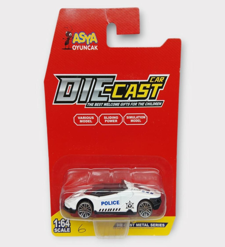 Metal Mini Polis Arabası 8 cm - Polis - 6 (Lisinya)