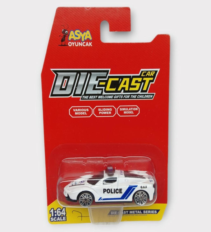 Metal Mini Polis Arabası 8 cm - Polis - 7 (Lisinya)