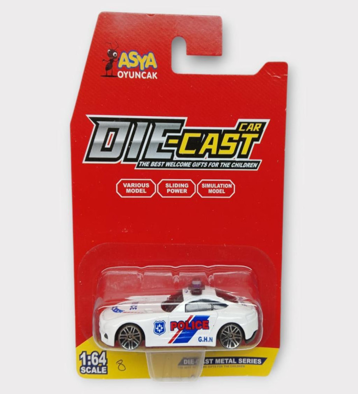 Metal Mini Polis Arabası 8 cm - Polis - 8 (Lisinya)