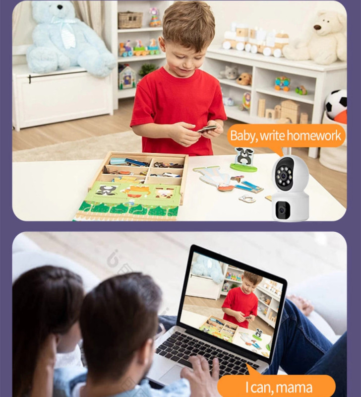 Yosee Uygulama Çift Kameralı Kablosuz Bağlantılı Gece Görüşlü Ev Tipi Güvenlik Kamerası ( Lisinya )