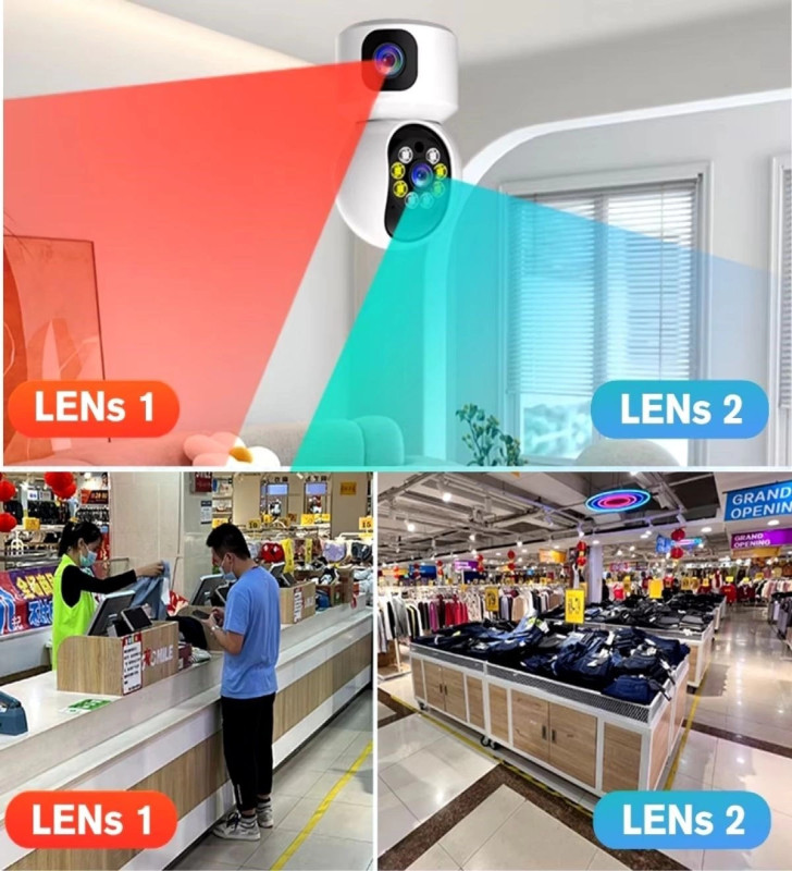 Yosee Uygulama Çift Kameralı Kablosuz Bağlantılı Gece Görüşlü Ev Tipi Güvenlik Kamerası ( Lisinya )