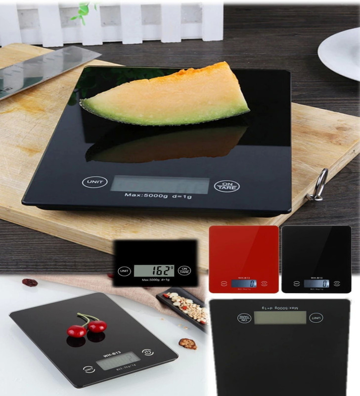 Dijital Mutfak Tartısı - 5 kg Kapasite, 1 Gram Hassasiyet, Şık Siyah Cam Tasarım ( Lisinya )