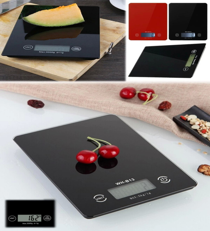 Dijital Mutfak Tartısı - 5 kg Kapasite, 1 Gram Hassasiyet, Şık Siyah Cam Tasarım ( Lisinya )