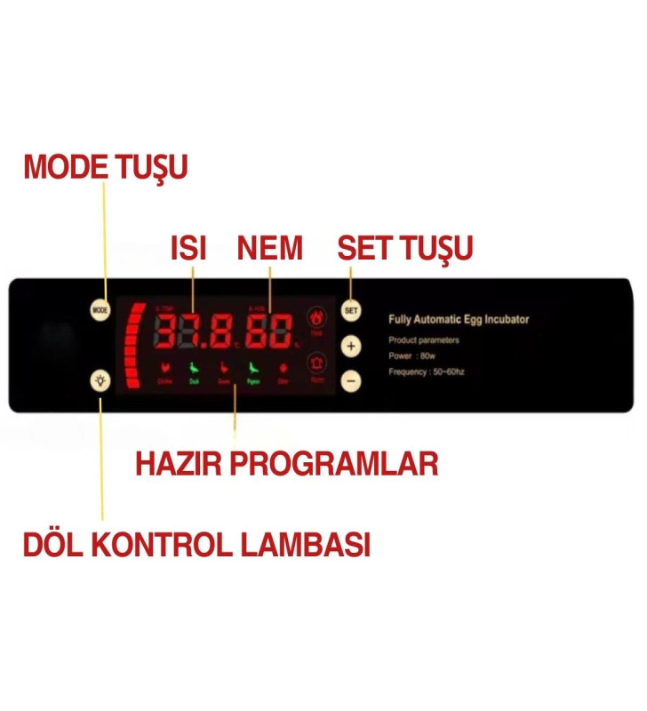 60 Yumurta Kapasiteli Tam Otomatik Kuluçka Makinesi - Civciv, Kaz, Hindi ve Ördek Yetiştiriciliği Epo-W60 ( Lisinya )