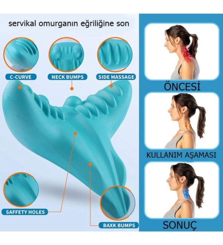 Kayropraktik Boyun Yastığı U Şekilli Masaj Destekli Ağrı Kesici Bellek Köpük Yastık ( Lisinya )