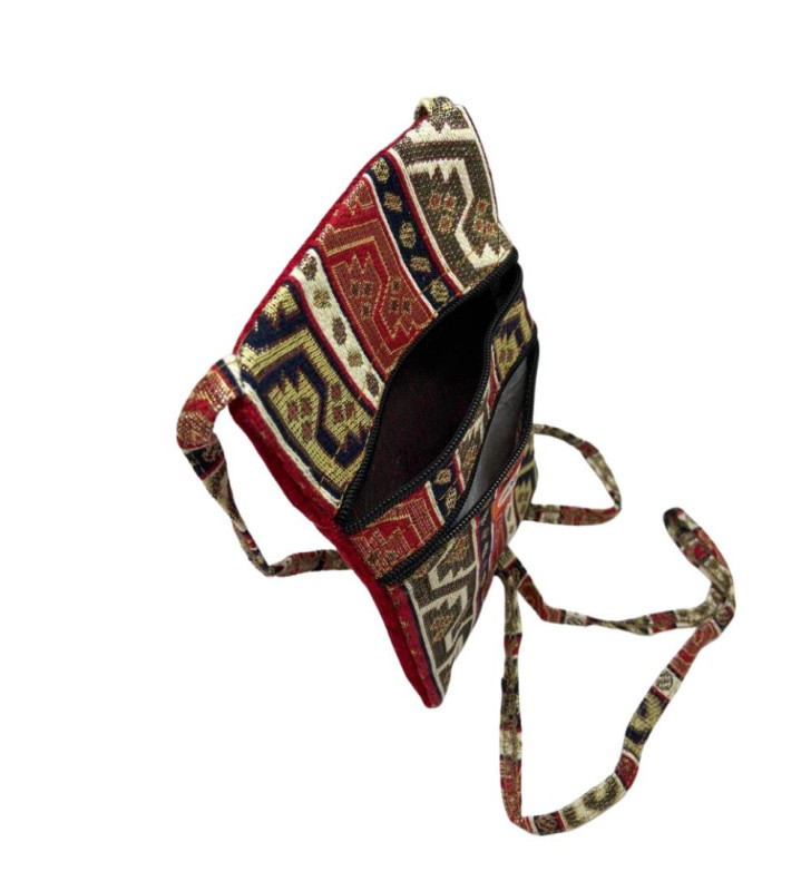 Otantik Desenli Fermuarlı Askılı Çanta Özel Dikim - GS301 (Lisinya)